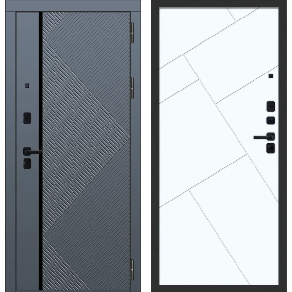 Входная дверь ЮРКАС M104 ФЛП-37 Velluto Oscure AG 710 - с фрезеровкой Velluto Bianco AG 700