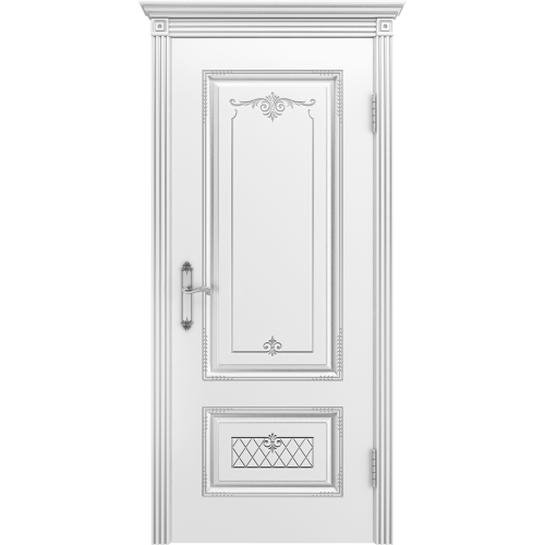 Дверь BP-Doors Аккорд В3 ДГ Белая эмаль с патиной Серебро