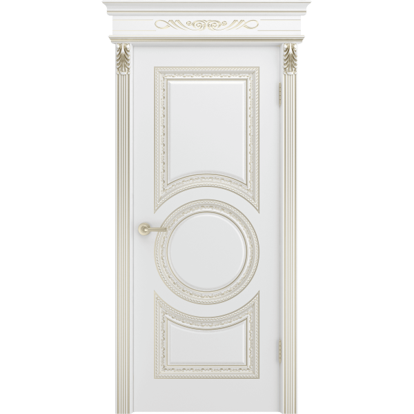 Дверь BP-Doors Рондо В1 ДГ Белая эмаль с патиной