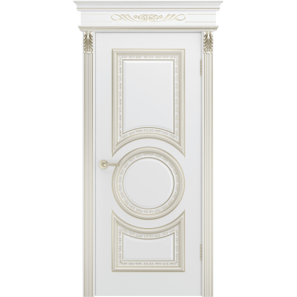 Дверь BP-Doors Рондо В2 ДГ Белая эмаль с патиной