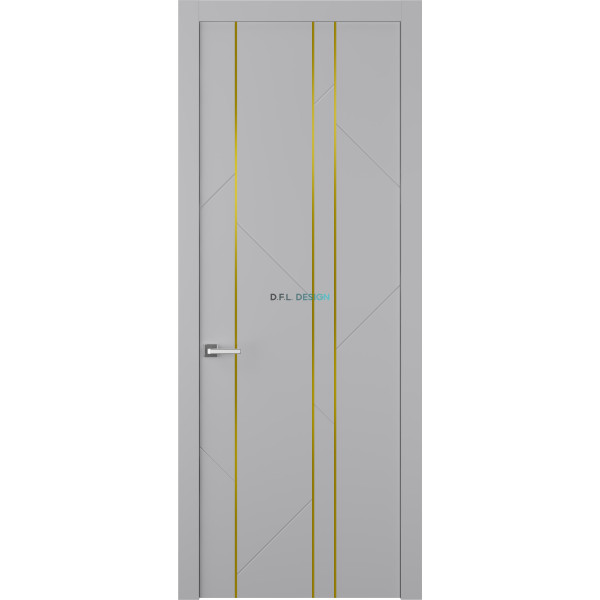 Дверь межкомнатная Belwooddoors Флекс ДГ Светло серый золотой молдинг
