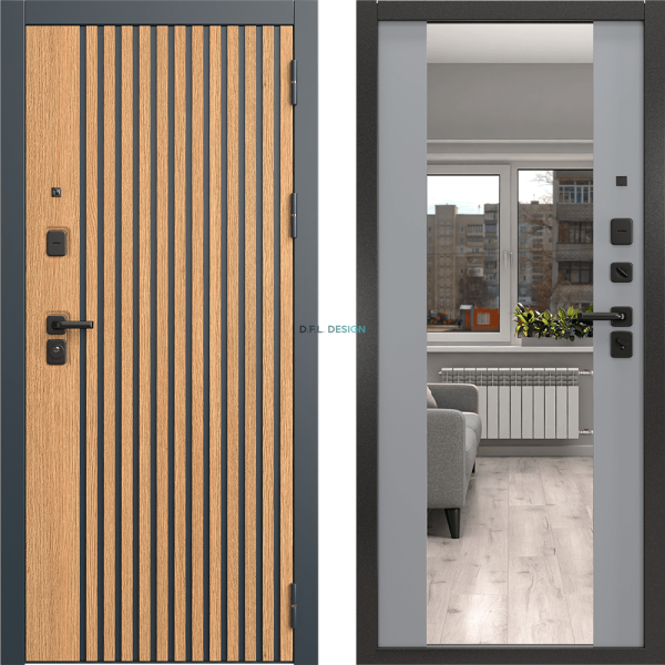 Входная дверь EPorta Нокс Люкс 176 Н дуб кантри темный / 71-Z  шагрень серая