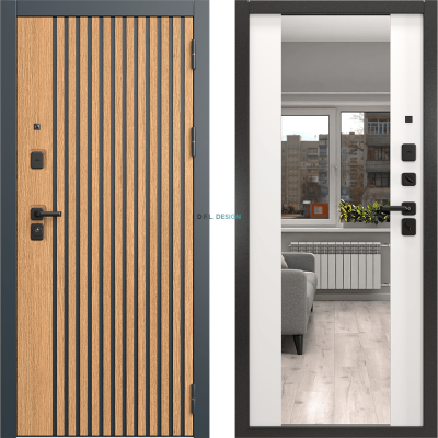 Входная дверь EPorta Нокс Люкс 176 Н дуб кантри темный / 71-Z  шагрень белая