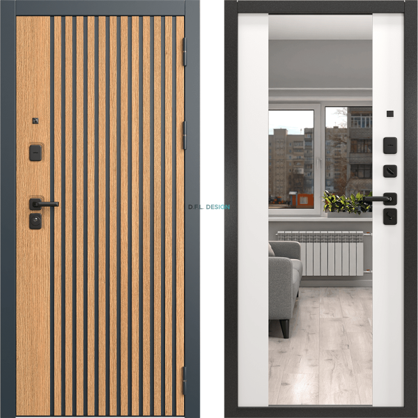 Входная дверь EPorta Нокс Люкс 176 Н дуб кантри темный / 71-Z  шагрень белая