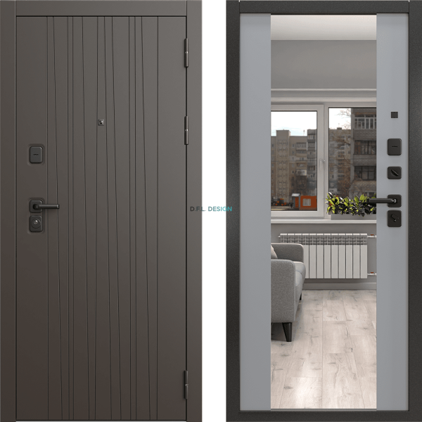 Входная дверь EPorta Нокс Люкс 184 дуб антрацит фактурный / 71-z  шагрень серая