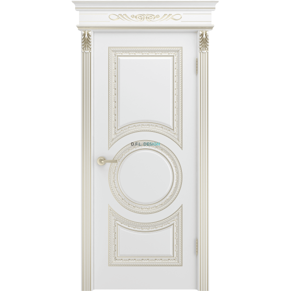 Дверь BP-Doors Рондо В1 ДГ Белая эмаль с патиной
