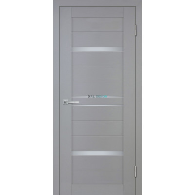 Дверь Stabile Porte Деко-18 nanotex soft Серый тик со стеклом Белый сатинат