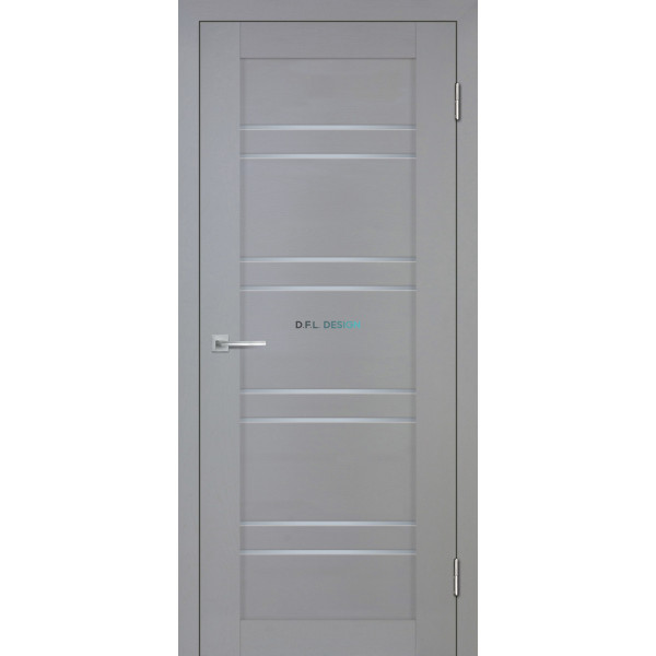 Дверь Stabile Porte Деко-19 nanotex soft Серый тик со стеклом Белый сатинат