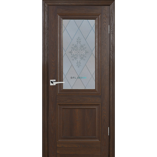 Дверь Profilo Porte PSB-27 Дуб Оксфорд Темный со стеклом Сатинат купить