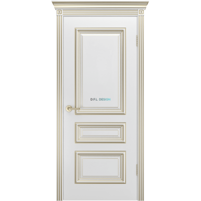 Дверь BP-Doors Трио R-0 В1 ДГ Белая с патиной