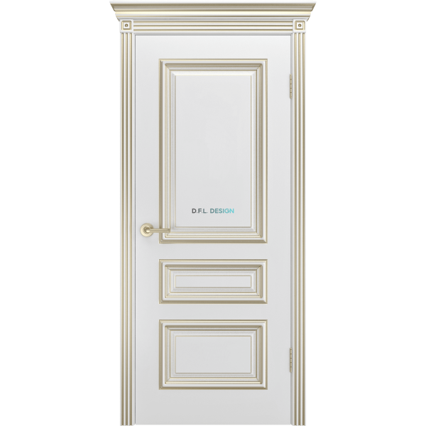 Дверь BP-Doors Трио R-0 В1 ДГ Белая с патиной