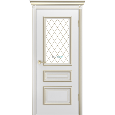 Дверь BP-Doors Трио R-0 В1 ДО Белая эмаль с патиной