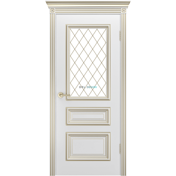 Дверь BP-Doors Трио R-0 В1 ДО Белая эмаль с патиной