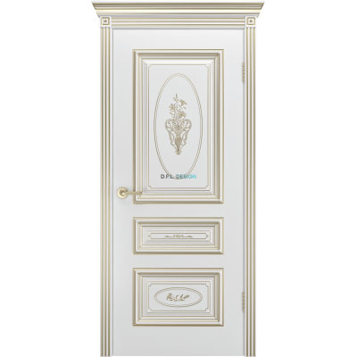 Дверь BP-Doors Трио R-0 В3 ДГ Белая с патиной