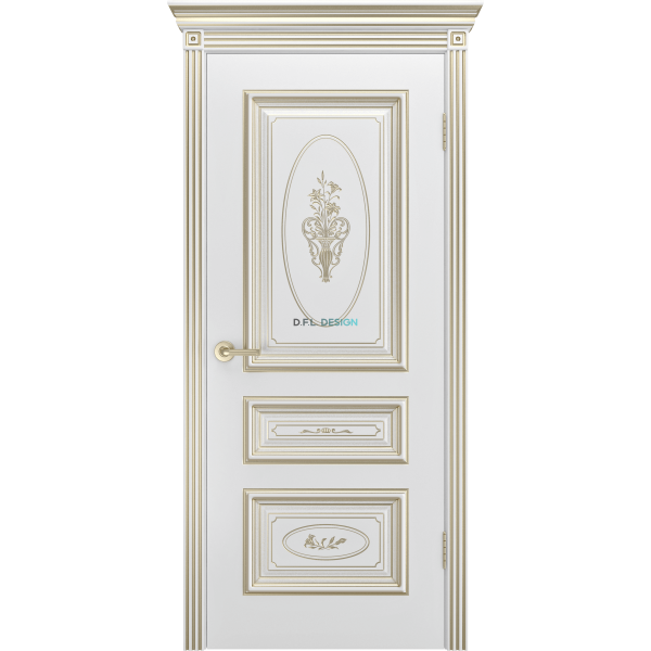 Дверь BP-Doors Трио R-0 В3 ДГ Белая с патиной