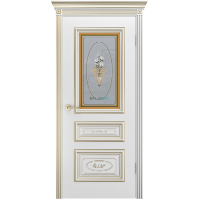 Дверь BP-Doors Трио R-0 В3 ДО Белая эмаль с патиной
