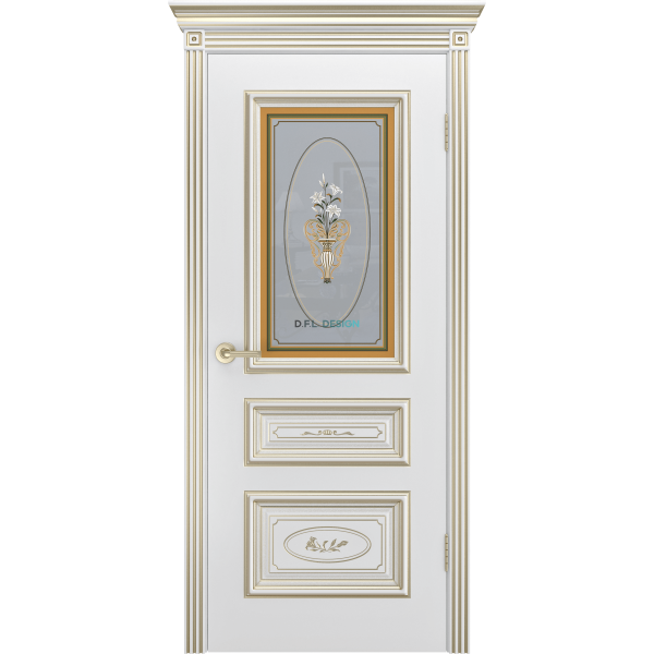 Дверь BP-Doors Трио R-0 В3 ДО Белая эмаль с патиной