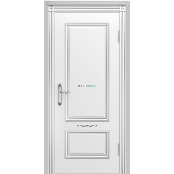 Дверь BP-Doors Аккорд В1 ДГ Белая эмаль с патиной Серебро