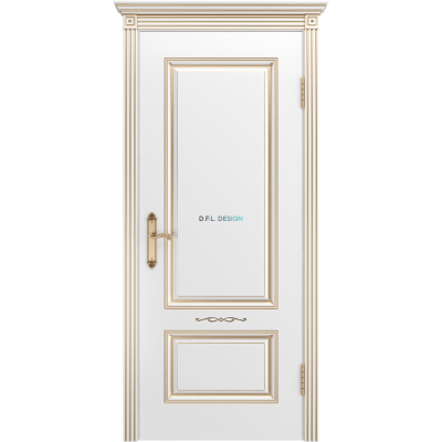 Дверь BP-Doors Аккорд В1 ДГ Белая эмаль с патиной Золото