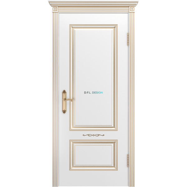 Дверь BP-Doors Аккорд В1 ДГ Белая эмаль с патиной Золото