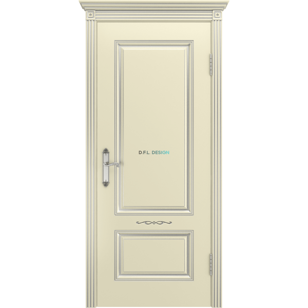 Дверь BP-Doors Аккорд В1 ДГ Слоновая кость с патиной Серебро