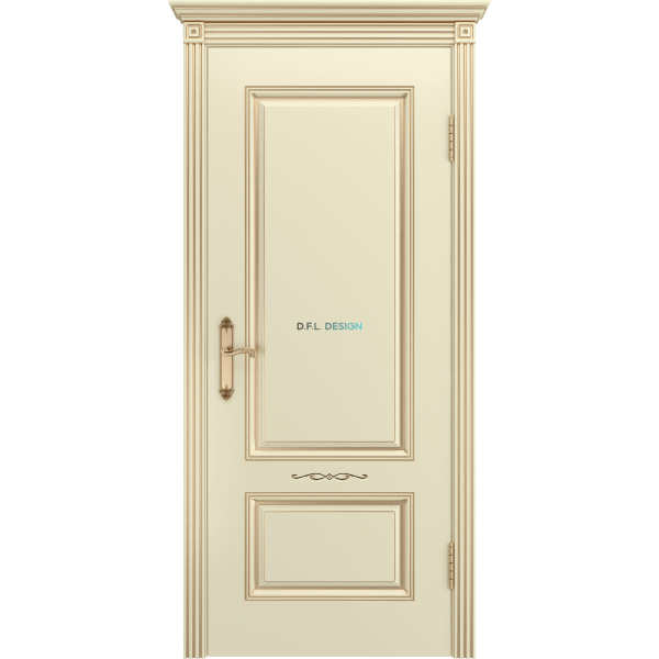 Дверь BP-Doors Аккорд В1 ДГ Слоновая кость с патиной Золото