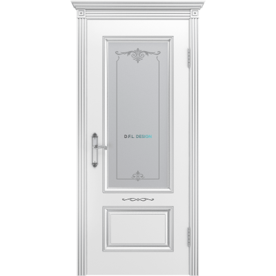 Дверь BP-Doors Аккорд В1 ДО1 Белая эмаль с патиной Серебро