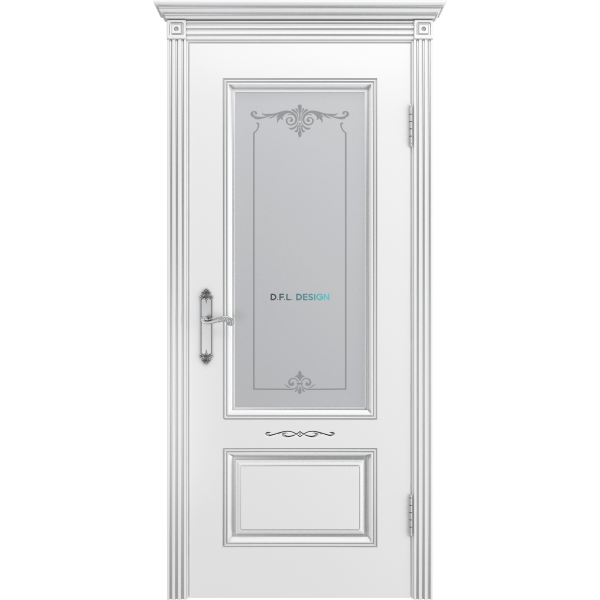 Дверь BP-Doors Аккорд В1 ДО1 Белая эмаль с патиной Серебро