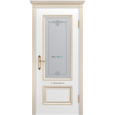 Дверь BP-Doors Аккорд В1 ДО1 Белая эмаль с патиной Золото