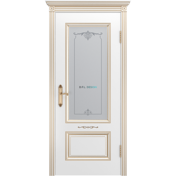 Дверь BP-Doors Аккорд В1 ДО1 Белая эмаль с патиной Золото