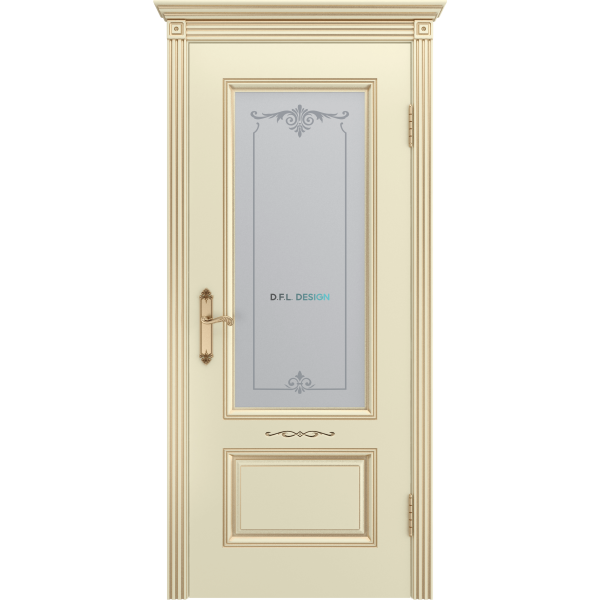 Дверь BP-Doors Аккорд В1 ДО1 Слоновая кость с патиной Золото