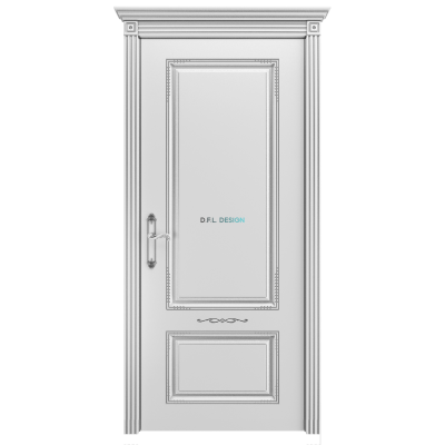 Дверь BP-Doors Аккорд В2 ДГ Белая эмаль с патиной Серебро