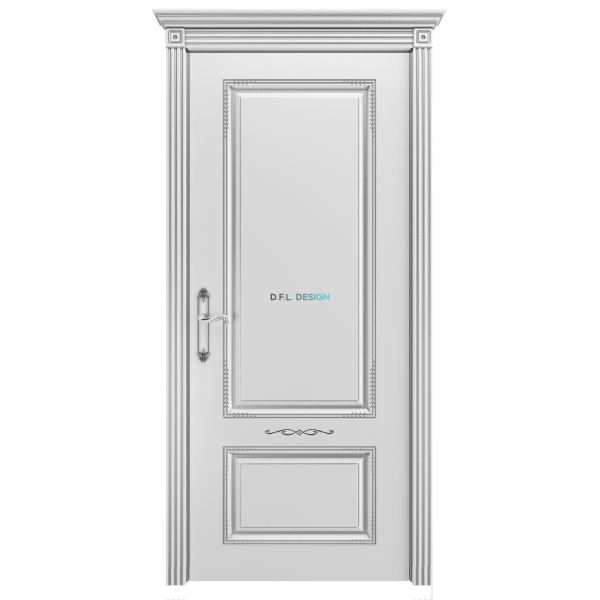 Дверь BP-Doors Аккорд В2 ДГ Белая эмаль с патиной Серебро