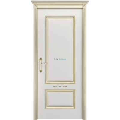 Дверь BP-Doors Аккорд В2 ДГ Белый с патиной Золото