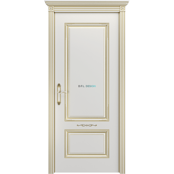 Дверь BP-Doors Аккорд В2 ДГ Белый с патиной Золото