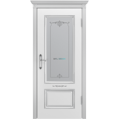 Дверь BP-Doors Аккорд В2 ДО1 Белая эмаль с патиной Серебро