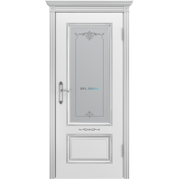 Дверь BP-Doors Аккорд В2 ДО1 Белая эмаль с патиной Серебро