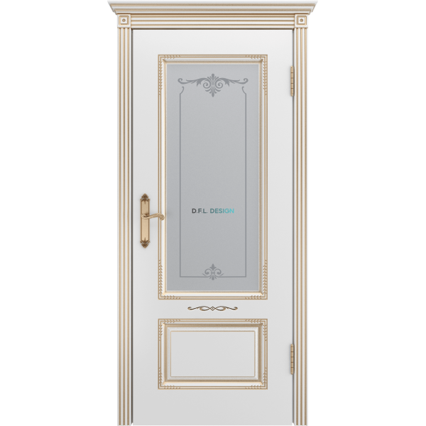 Дверь BP-Doors Аккорд В2 ДО1 Белая эмаль с патиной золото