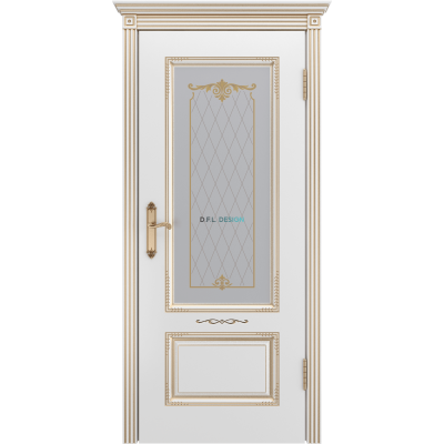 Дверь BP-Doors Аккорд В2 ДО2 Белая эмаль с патиной золото