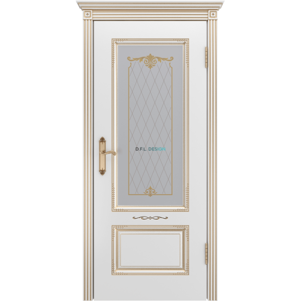 Дверь BP-Doors Аккорд В2 ДО2 Белая эмаль с патиной золото
