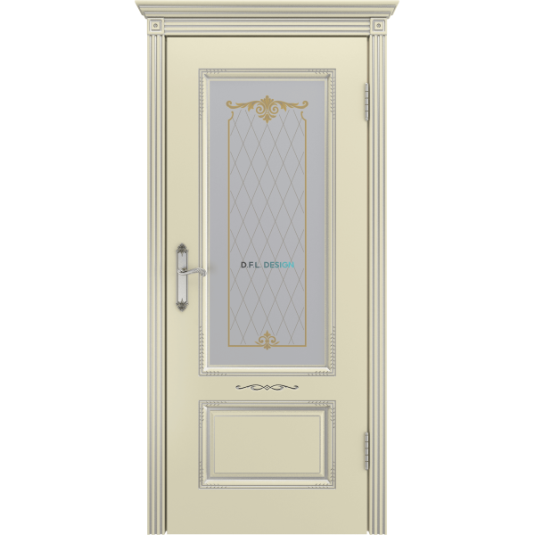 Дверь BP-Doors Аккорд В2 ДО2 Слоновая кость с патиной Серебро