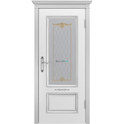 Дверь BP-Doors Аккорд В2 ДО2 Белая эмаль с патиной Серебро
