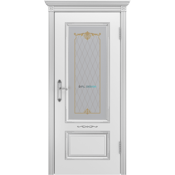 Дверь BP-Doors Аккорд В2 ДО2 Белая эмаль с патиной Серебро