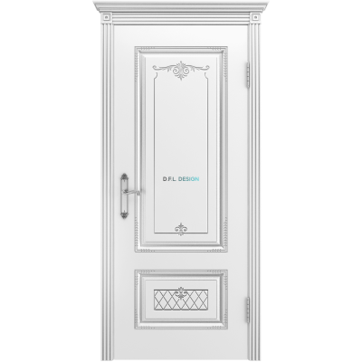 Дверь BP-Doors Аккорд В3 ДГ Белая эмаль с патиной Серебро