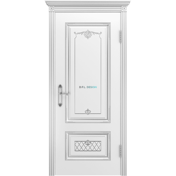 Дверь BP-Doors Аккорд В3 ДГ Белая эмаль с патиной Серебро