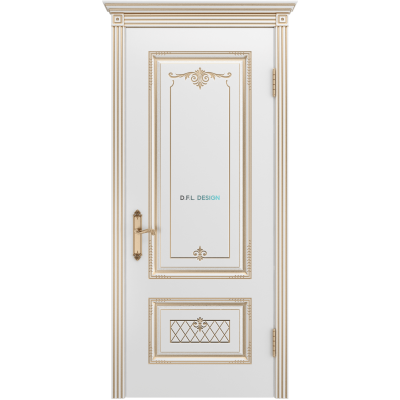 Дверь BP-Doors Аккорд В3 ДГ Белая эмаль с патиной Золото