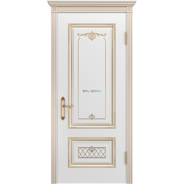 Дверь BP-Doors Аккорд В3 ДГ Белая эмаль с патиной Золото