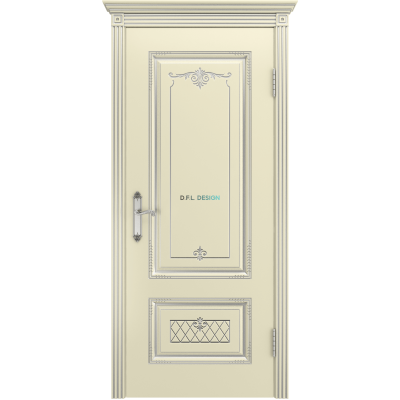 Дверь BP-Doors Аккорд В3 ДГ Слоновая кость с патиной Серебро