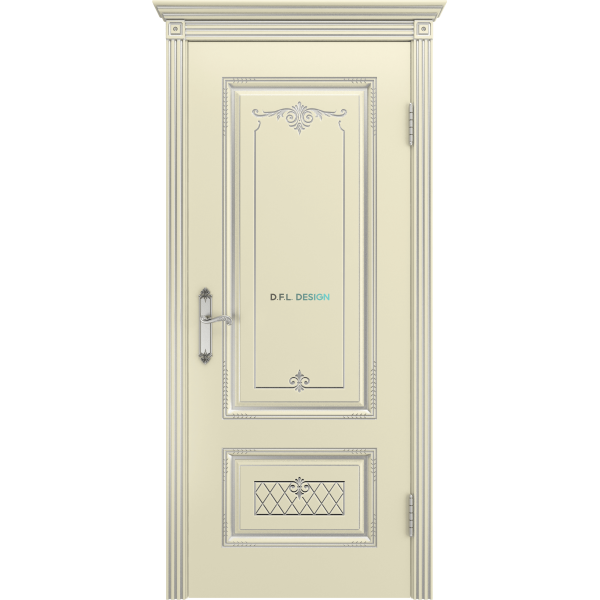 Дверь BP-Doors Аккорд В3 ДГ Слоновая кость с патиной Серебро