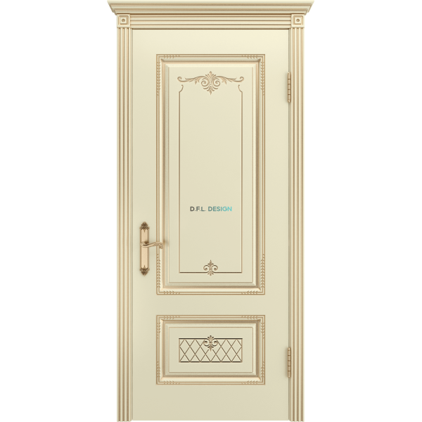 Дверь BP-Doors Аккорд В3 ДГ Слоновая кость с патиной Золото